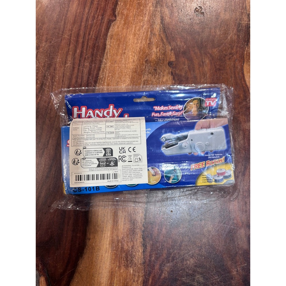 Handy Stitch handheld sewing machine white portable cordless battery operated